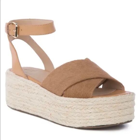 Revolve Seychelles Calf Hair Espadrilles Platform Sandals - Picture 1 of 11